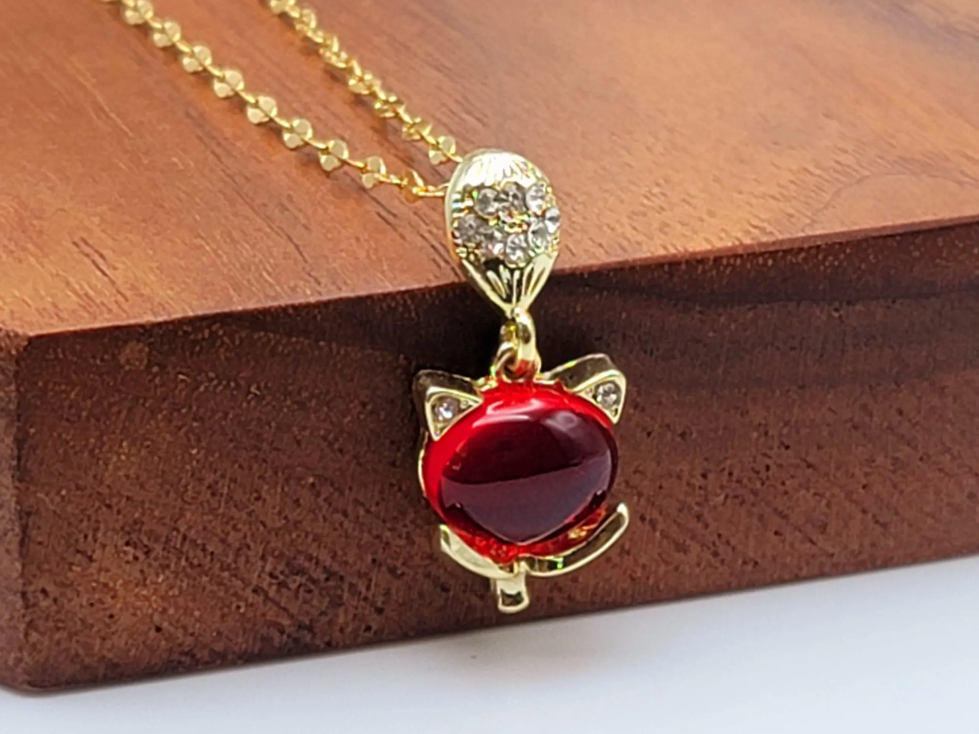 Carnelian Pendant Necklace  Kitty Foxy Shaped, Handmade Minimalist Gifts Daily Necklace