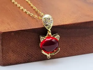 Carnelian Pendant Necklace  Kitty Foxy Shaped, Handmade Minimalist Gifts Daily Necklace