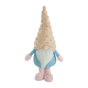 Northlight Standing Spring Plush Gnome Figure w / Polka Dot Ha