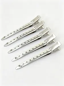 5pcs Silver Color Hair Clips, Non-Slip Hollow Design, Ideal for Wigs, Braids, Updos, Professional Hairstyling Tools, Sectioning Clips, Anti Slip Clips