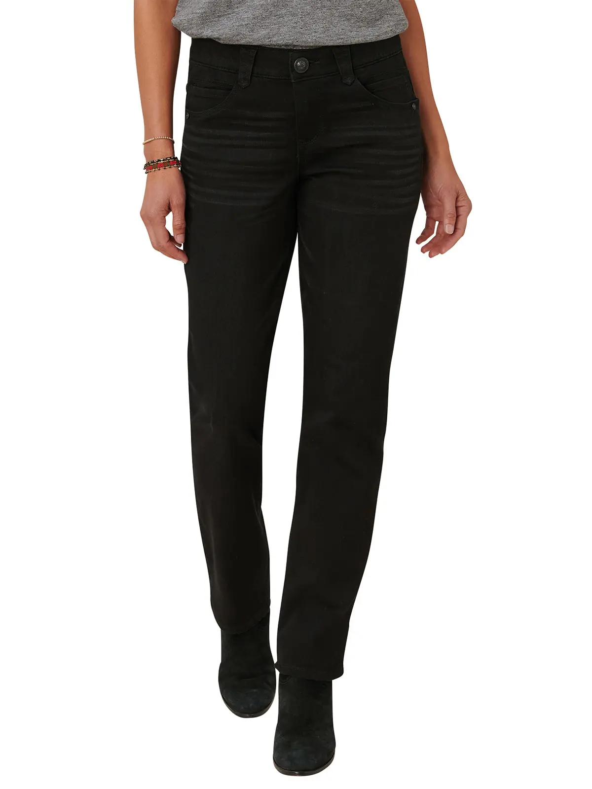 "Ab"solution® Petite Straight Leg Black Jeans