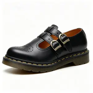 Women's Brown Floral Embossed Mary Jane Shoes,Vintage T-Strap Buckle Low-Top Flats, Non-Slip RubberSole Casual Footwear