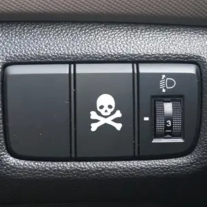 4PCS/SET Skull and Crossbones Themed Car Sticker for Car Interior Button Decoration, Create Rebellious Mischief-Styled Interior Space, A Must for Dark Style Enthusiasts, Help Your Car Interior Show Unique Cool Taste, Decal for Cars