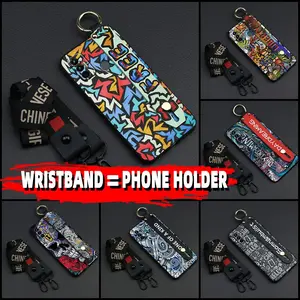 Durable Shockproof Phone Case For Tecno Spark 7/Spark7T Phone Holder Dirt-resistant protective Waterproof Lanyard Graffiti ring personality Wrist Strap Silicone Anti-knock
