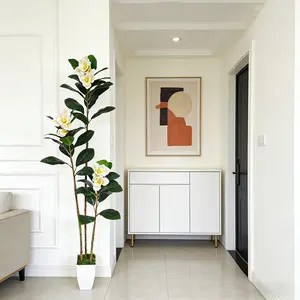 1Pcs New Artificial Magnolia Tree 140-180cm, Fake Plant for Home Office Garden Decor, Perfect for Weddings Anniversaries Holidays, Fake Indoor Plants, Lifelike Fake Plant