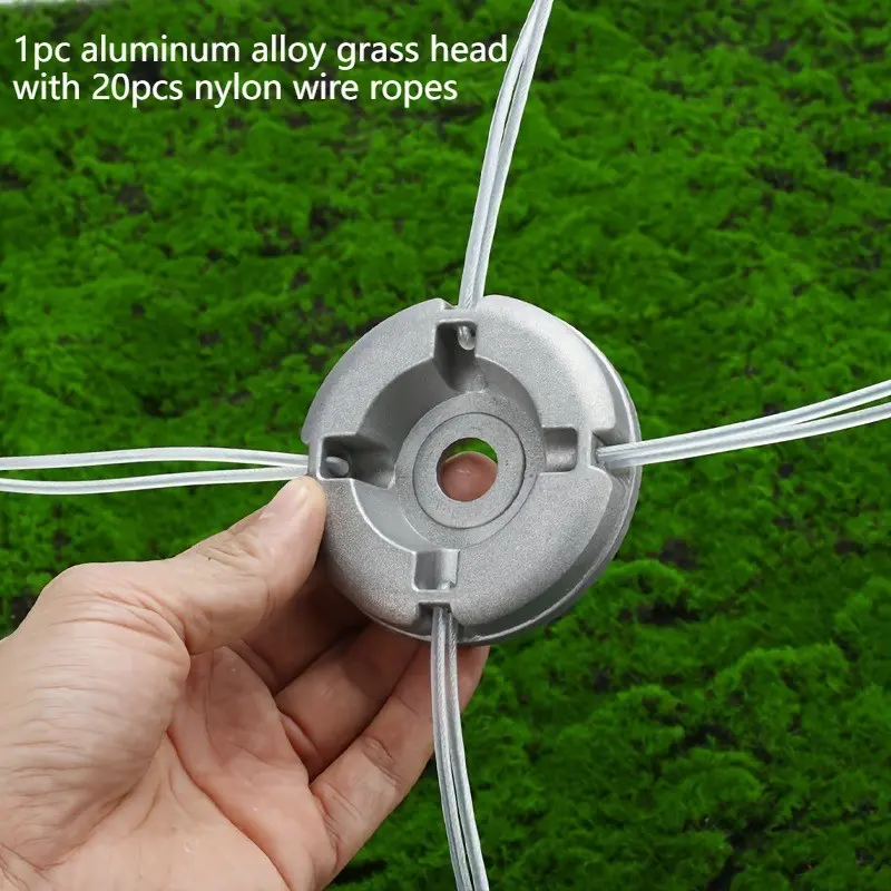 Aluminum Grass Trimmer Head Cutting with 20 Wear-Resistant Nylon Steel Wires, Durable Lawn Mower Replacement Parts, Garden & Yard Tools