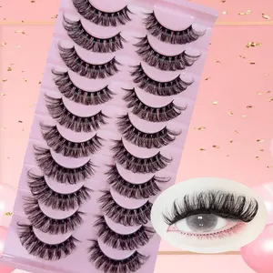 Russian Roll False Eyelashes, 10 Pairs Natural Look Eyelash Extensions, Self Grafting Curl Eyelashes, Eye Makeup Enhancement False Eyelashes for Women, Cosmetic, Curl Cluster Lashes, Volume Cluster Lashes