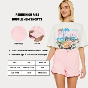 KANCAN - Reene Women's Denim High Rise Ruffle Hem Shorts