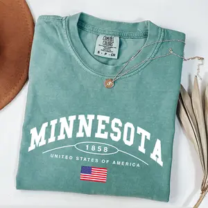 Comfort Colors Minnesota Shirt, Vintage Apparel Women Clothing Vacation Trip Gift Flag