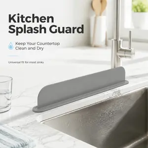 Kitchen Sink Splash Guard, Universal Silicone Water Barrier for Countertops, Reusable Water Splash Guard for Most Sinks, Keeps Countertops Dry & Clean