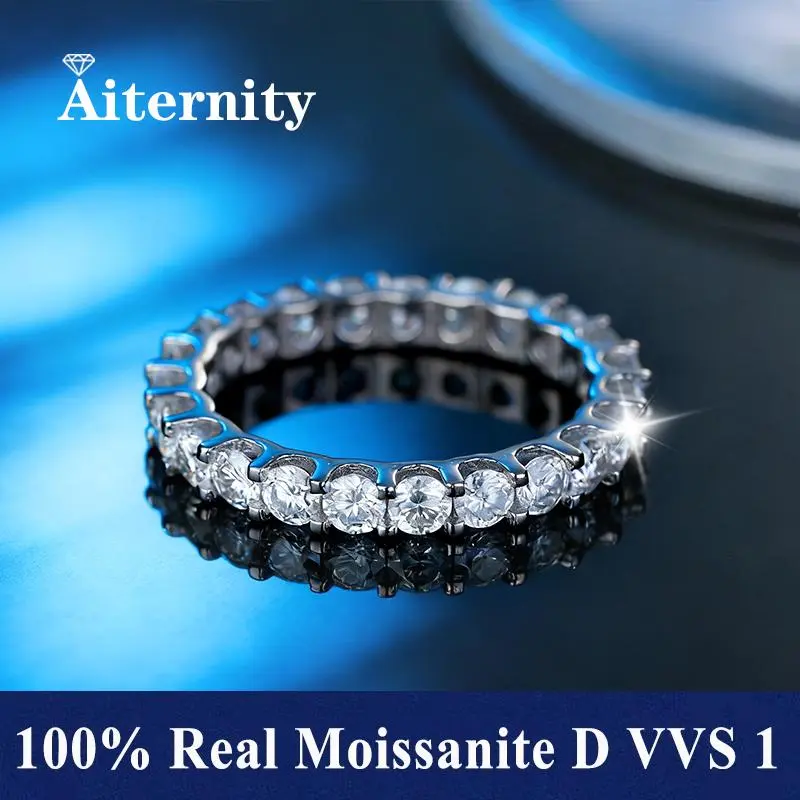 3mm Full Moissanite Ring for Women Sparkling Wedding Eternity Bands 100% S925 Sterling Silver Jewelry Classic Ring
