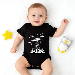 UFO Alien Abduction Baby Bodysuit, Funny Space Mountain Newborn Romper, Sci-Fi Themed Baby Shower Gift for Boy Girl