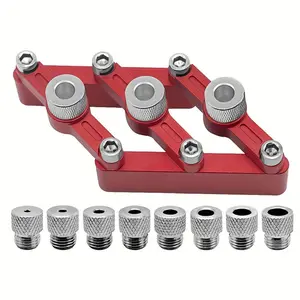 Self Centering Doweling Jig Woodworking Joinery Hole Drill Guide with 3-10mm Drill Sleeves, Precise Positioner Locator Tool Kit, Heavy Duty Hardware