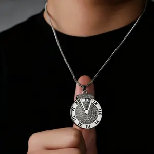 Men's necklace, Roman numeral roulette versatile hip-hop accessory, minimalist jewelry