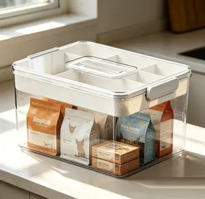 Portable Transparent Plastic Storage Bin - Sturdy Storage Organizer Boxes with Comfortable Grip Handle, Lightweight for Home, Office to Hold Beauty Products, Crafts, Kids Toys