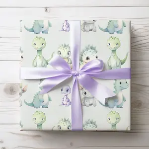 Dino Darlings – Whimsical Baby Dinosaur Wrapping Paper