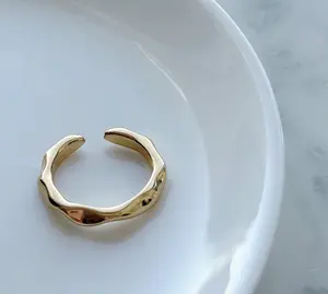 Adjustable Open Ring Mirror Polish Everyday Minimalist Band