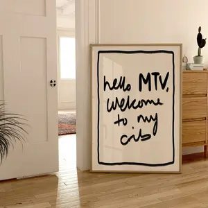 Hello MTV, Welcome to My Crib Art Poster| Welcome Posters Trendy Wall Art Hallway Wall Decor Hallway Prints Hallway Art Typography Poster