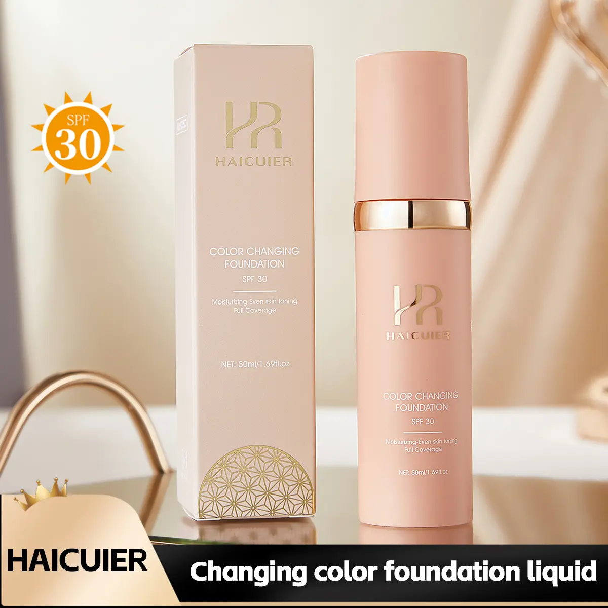 High Coverage Spf30 Face Sunblock Moisturizing Foundation Liquid, Long-Lasting Concealer Makeup, Brightening Formula, Perfect for Daily Use