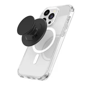 Phone Grip Compatible  for MagSafe, Magnetic Phone Grip & Stand, Swappable Top, Secure Grip for iPhone MagSafe Cases, Kickstand for Hands-Free Viewing, Wireless Charging Compatible - Black