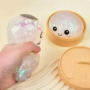 Dumpling Squishy Toy, Glitter Dumpling, Colorful Dumplings Stress Balls Fidget Sensory Toy, Soft Squeeze Decompression Dough Gift for Adults