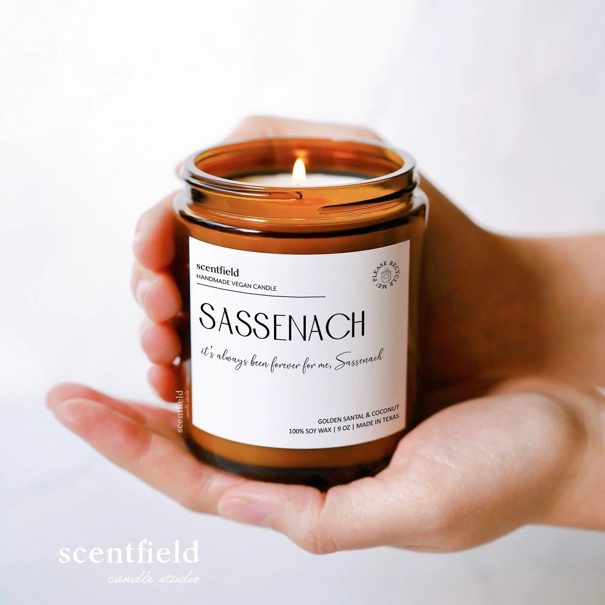 Sassenach Candle Outlander Gift for Women Readers, Book Inspired Friend Birthday Gifts, Vegan Soy Candle