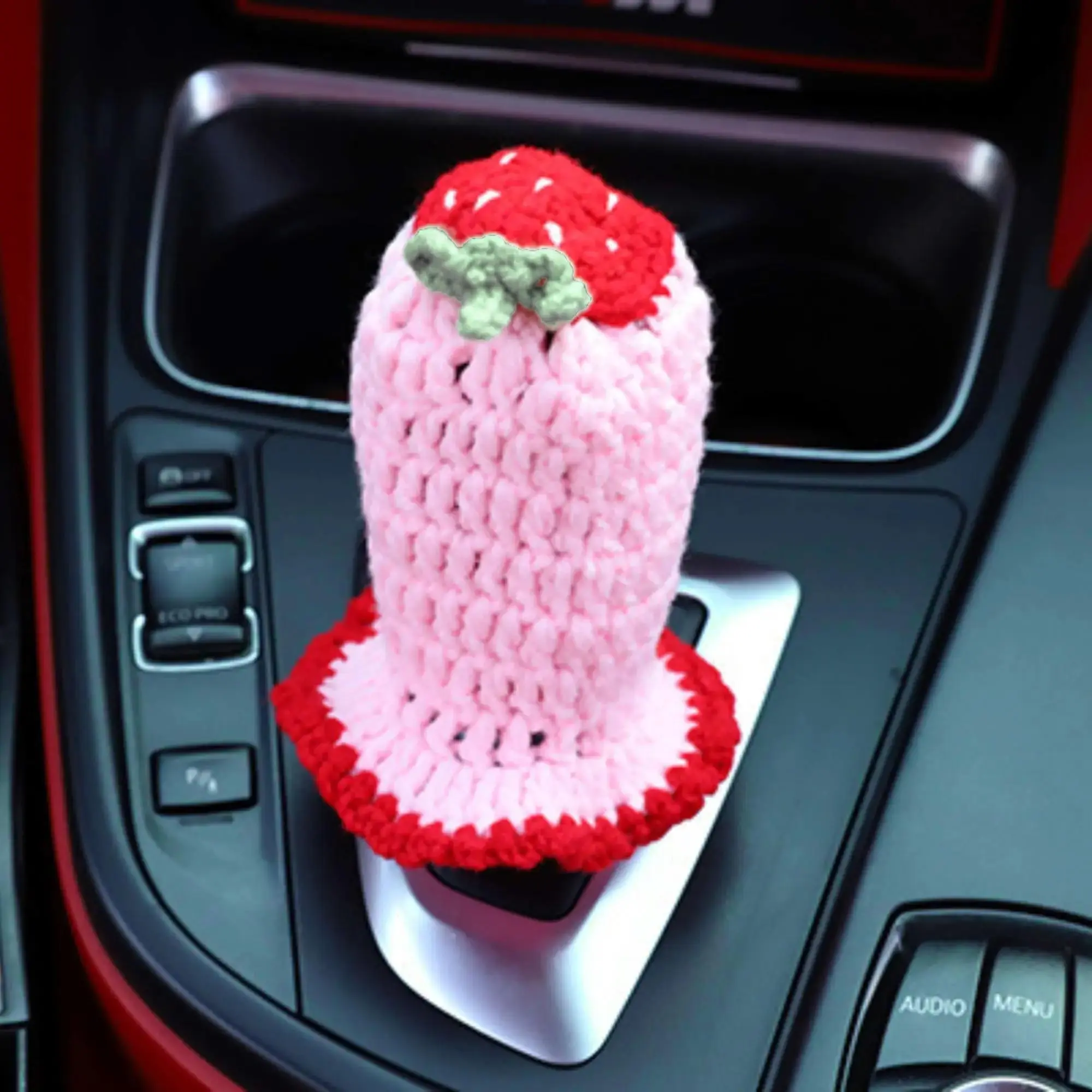 Cute Crochet Car Gear Shift Cover, Shift Lever Cover, Universal Car Gear Shift Decoration, Car Shifter Knob Cover, Car Interior Decoration Accessories for Women & Girls, Automatic Shift Knob