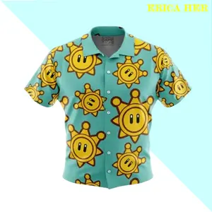 Shine Sprite Super Mario Bros Sunshine Button Up Hawaiian Shirt