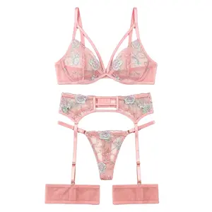 Women’s sports lingerie/sexy lingerie, designed for women with floral patterns; elegant lace sports bra camisole suitable for wearing outside; plus-size fashionable lingerie set