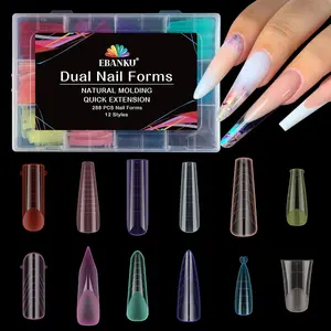 EBANKU Dual Nail Forms for Poly Nail Gel 288PCS Stiletto Coffin Square Acrylic Tips Reusable Clear Matte Molds Easy Application for Salon DIY at Home nail Design YOUR Valentine‘s Set