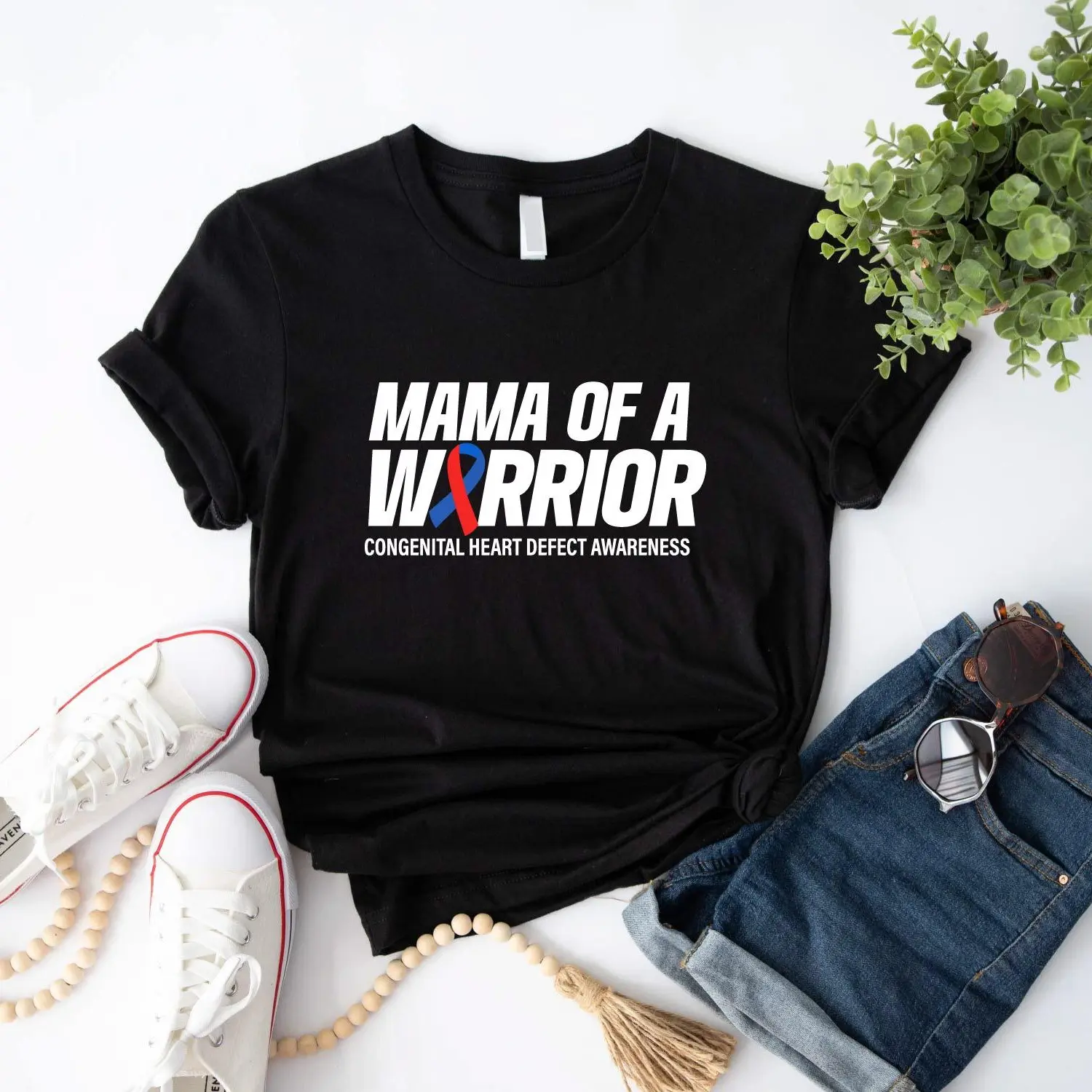 Congenital Heart Awareness Shirt, Heart Defect Shirt, Blue And Red Ribbon Mom Tee, Heart Disease Awareness Shirt, Heart Warrior Support Shirt, Mama Of A Warrior Tee, Heart Surgery Shirt, CHD Shirt, Mom Of A Heart Fighter T-shirt
