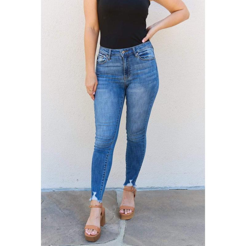 Kancan Lindsay Full Size Raw Hem High Rise Skinny Jeans
