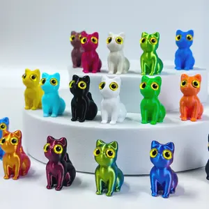 5pcs/10pcs Cute 3D Printed Big-Eyed Cat Figurines, Home Decor Ornaments, Desktop Bookshelf Room Decoration, Perfect Gift for Friends