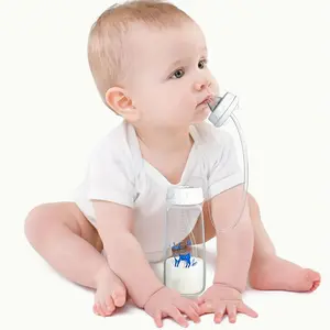 8oz/240ml Cartoon Deer Pattern Newborn Baby Bottle with Straw Brush, Hands-free Feeding Bottle, Baby Feeding Accessories