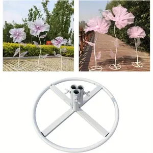 Elegant Iron Flower Wreath Stand - Versatile 5-hole floral stand designed with cross loops, perfect for weddings, graduations and holiday decorations, white, wedding decor