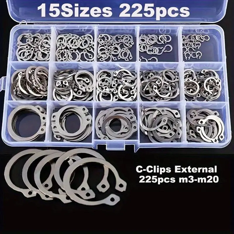 Retaining Rings For Shaft， Shaft retaining ring/snap ring/snap spring/washer/shaft clamp external clip, external fixing ring buckle combination kit, High Quality Hardware