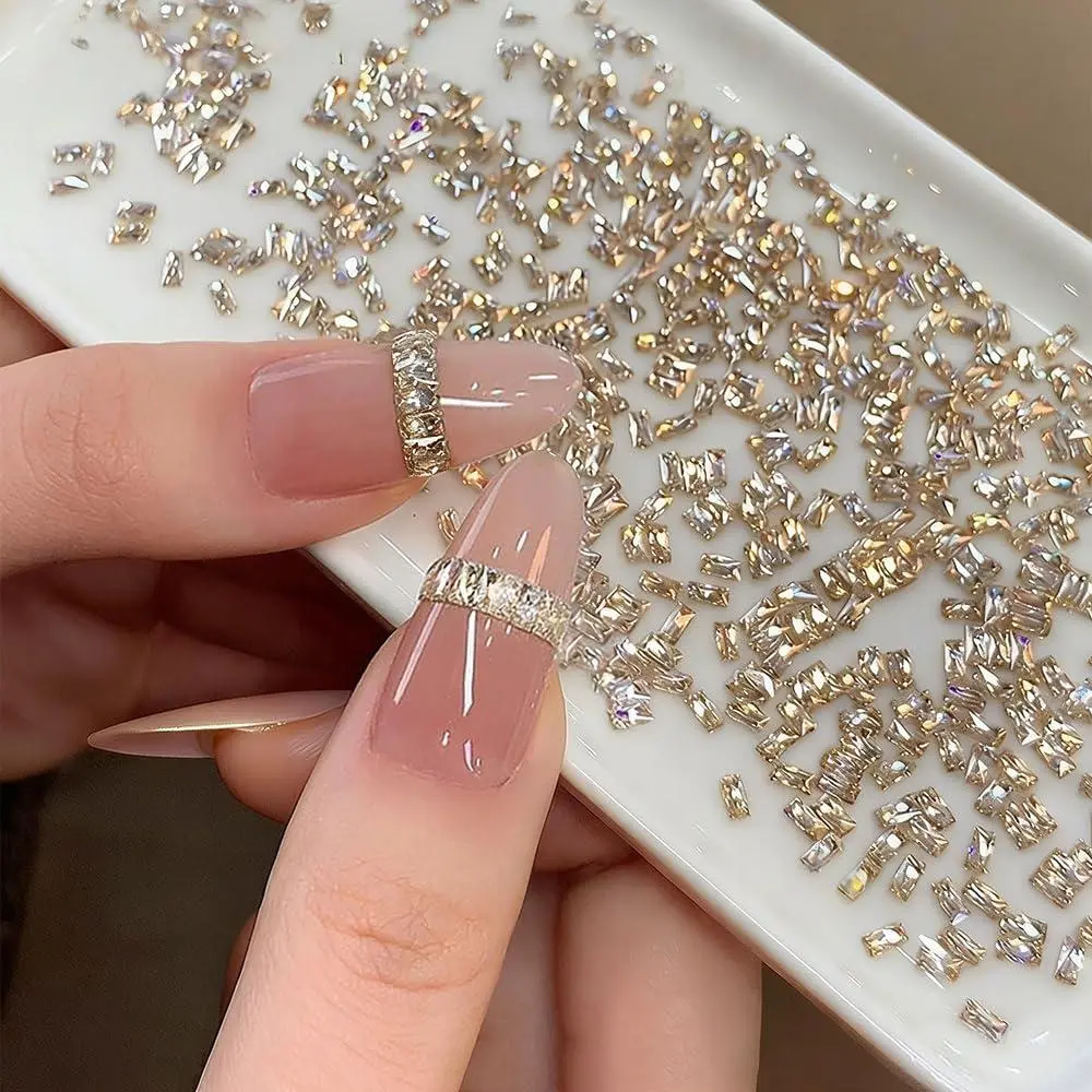 Leya Shiny Silver Rectangular Zircon Rhinestone Kit 1.5x3mm Mini Nail Rhinestones for Crafting Flatback Rhinestones for Nails