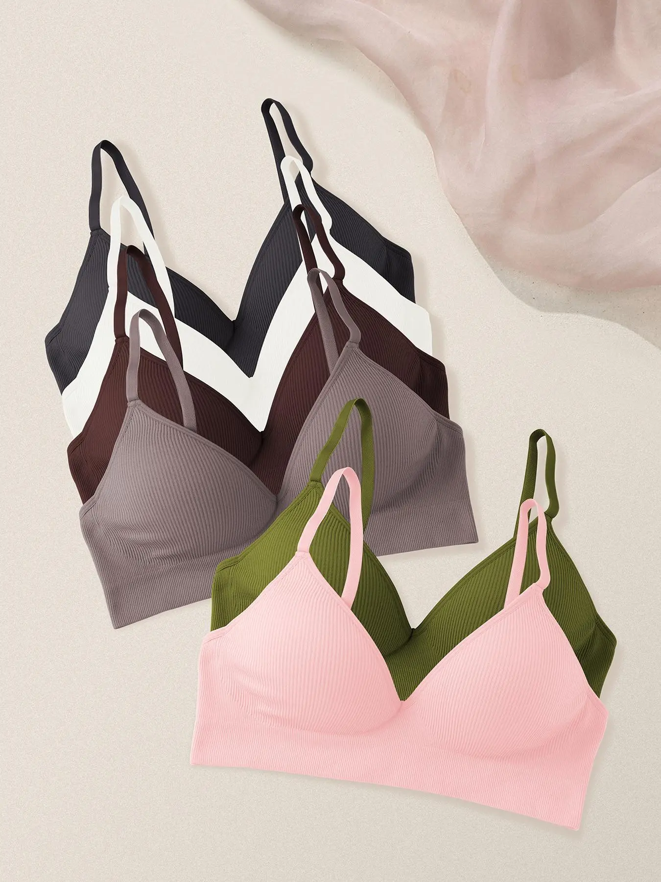 Women's Solid Wireless Bralette, Adjustable Strap Push Up Bra, Soft Comfortable Breathable Lingerie for Daily Wear, Breathable Comfy Bra