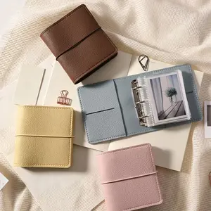 Mini Photo Album Binder, Soft PU Leather Photocard Holder 3 Ring Refillable Holds 25 Sheets 50 Pages, Transparent Photo Sleeves for Kpop Photocard Polaroid Picture, Compact Pocket Size Couple Valentine’s Day Gift Birthday Graduation Christmashouse decor f
