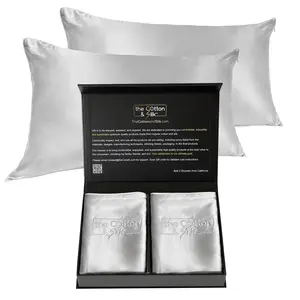 Luxurious 22 Momme Mulberry Silk Pillowcase Set of 2, Silver