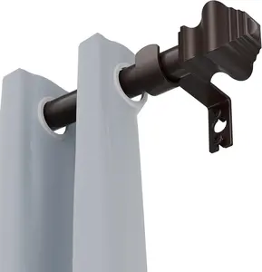 Curtain Rods for Windows 36-48 Inch, 5/8 Inch Bronze Curtain Rod with Classic Finials Adjustable by Splicing for Bedroom Kitchen Study Living Room Brunttype