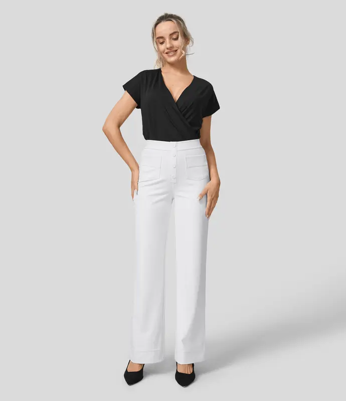 Halara High Waisted Button Multiple Pockets Straight Leg Casual Pants   #TikTokShopHolidayHaul 7