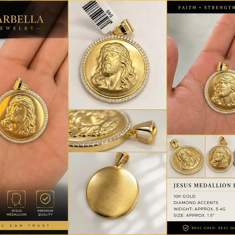 10k Jesus Face Charm, Elegant Pendant Design Jewellery, Unisex Stylish Accessory