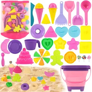35-Piece Beach Sand Toy Set – Collapsible Silicone Bucket for Kids