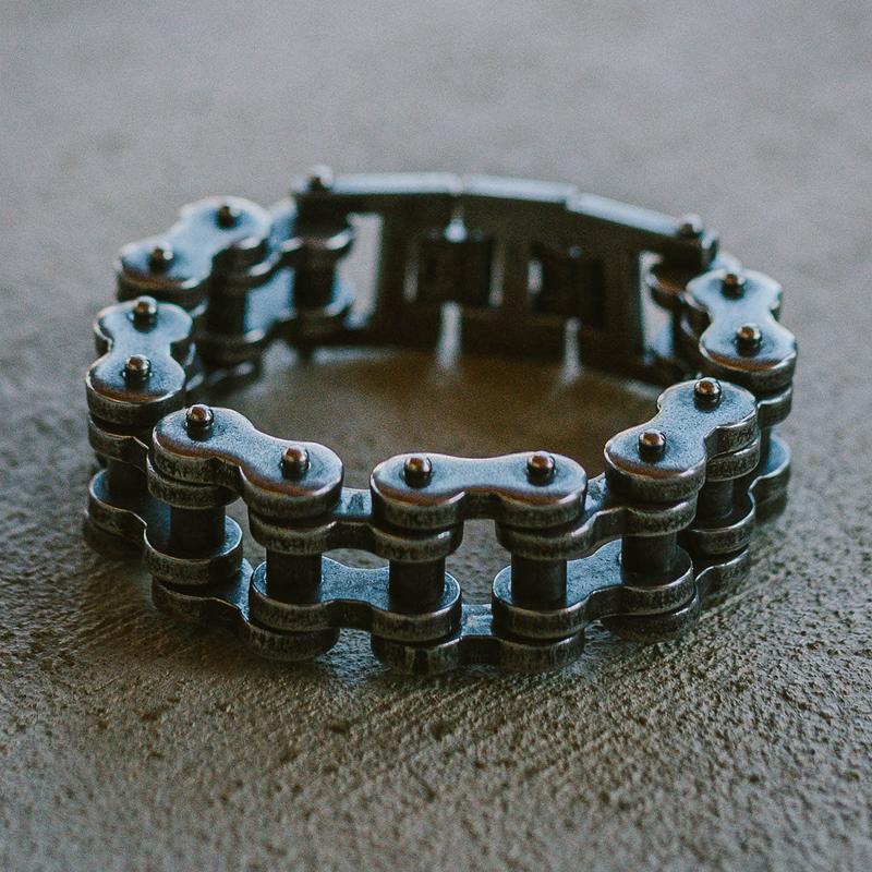 Motorcycle Chain Bracelet - Weathered Finish
