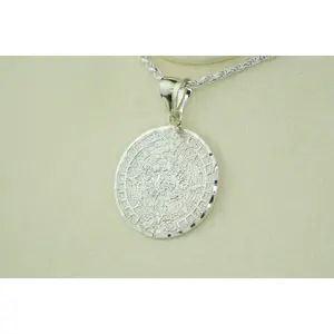 Aztec Calendar Pendant Large .925 Sterling Silver