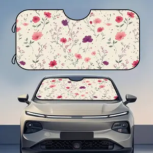 1pc, Blossoms on Cream Graphic Pattern Car Windshield Sunshade, Car Window Shades, Foldable Sun Visor for Interior Use, Perfect for Highway Cruises, Outdoor Events, and Shopping Trips, Easy to Store and Ideal for Seasonal Use