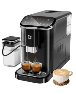 Garvee Fully Automatic Espresso Machine with Built-in Grinder & Milk Frother, One-Touch Coffee Maker with 1.5l Water Tank and Auto-Cleaning for Latte, Cappuccino