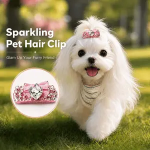 PETHERE Handmade diamond-encrusted pet hair clip, luxurious and elegant, royal-style butterfly diamond accessory, specifically for pets, suitable for dogs and cats, ideal as a wedding or birthday gift; suitable for long-haired dogs