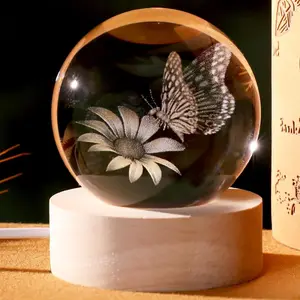 Butterfly Gifts for Women Her 3D Crystal Ball Butterfly in Glass Ball 60mm Gifts for Girl Adults
